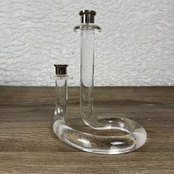 Dorothy Thorpe Modern Classic Chic Twisted Lucite Candle Holder Vintage - Picture 3 of 10